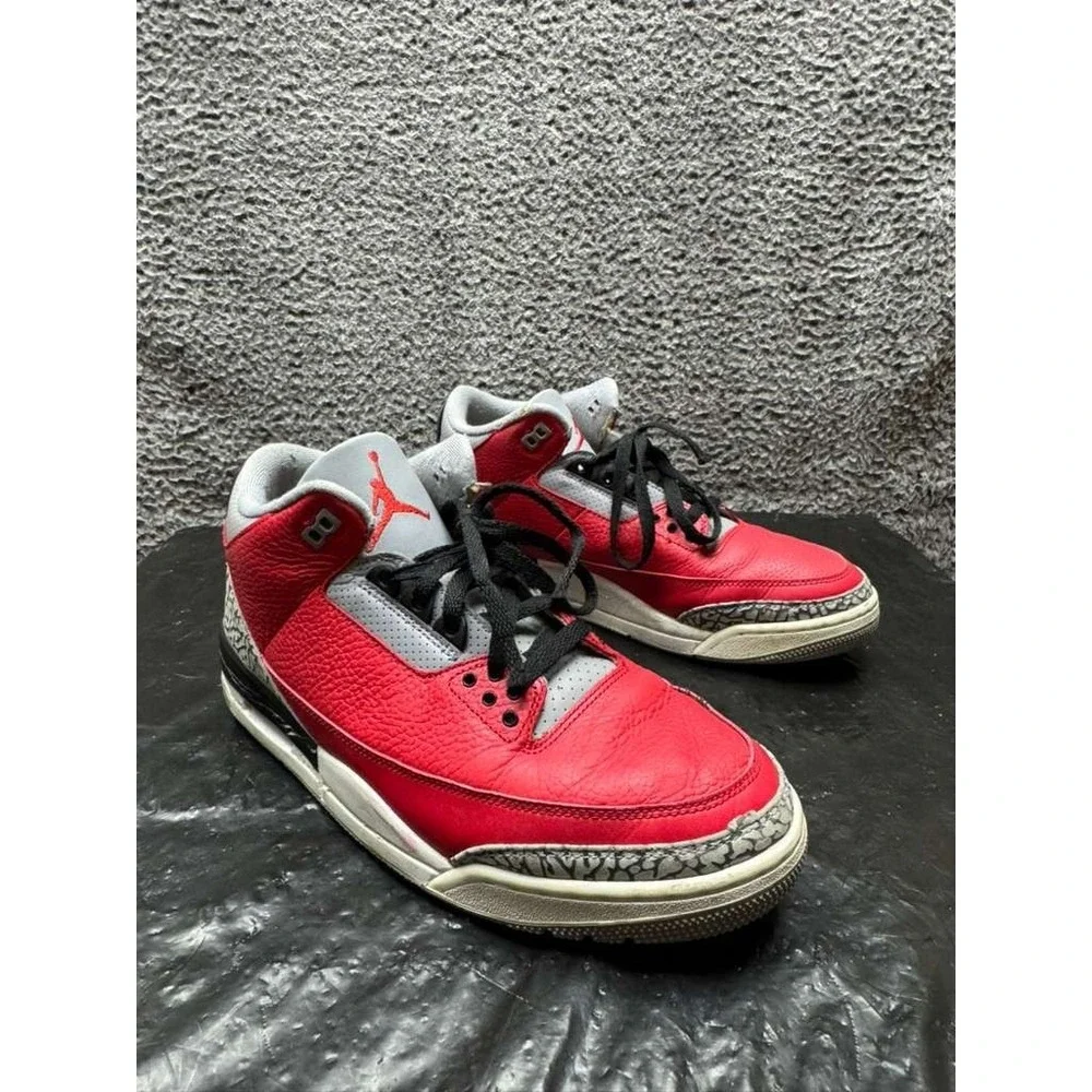 Air Jordan 3 Retro SE Unite Lace-Up Sneakers Fire Red CK5692-600 Mens Size 11.5